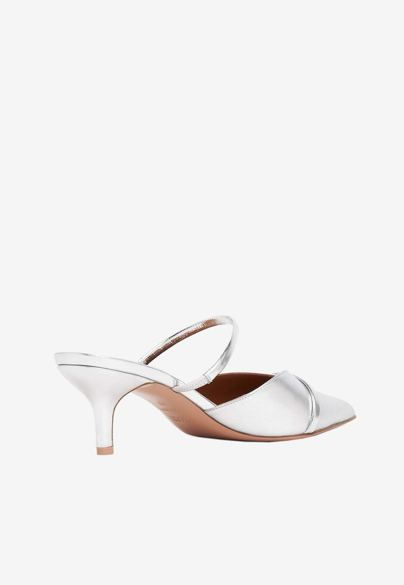 Malone Souliers Frankie 45 Mules in Metallic Leather FRANKIE 45-2 SILVER