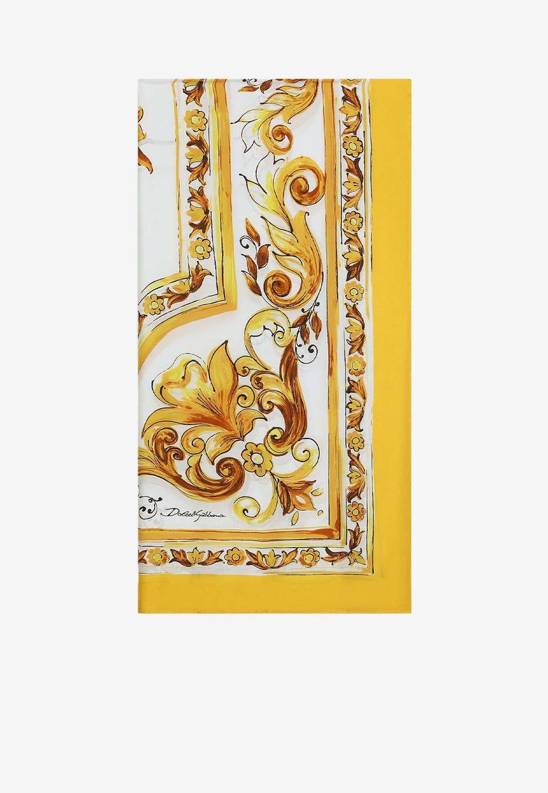 Dolce 
Gabbana Majolica Print Large Silk Scarf FS209A GDAO3 HG3OA Yellow