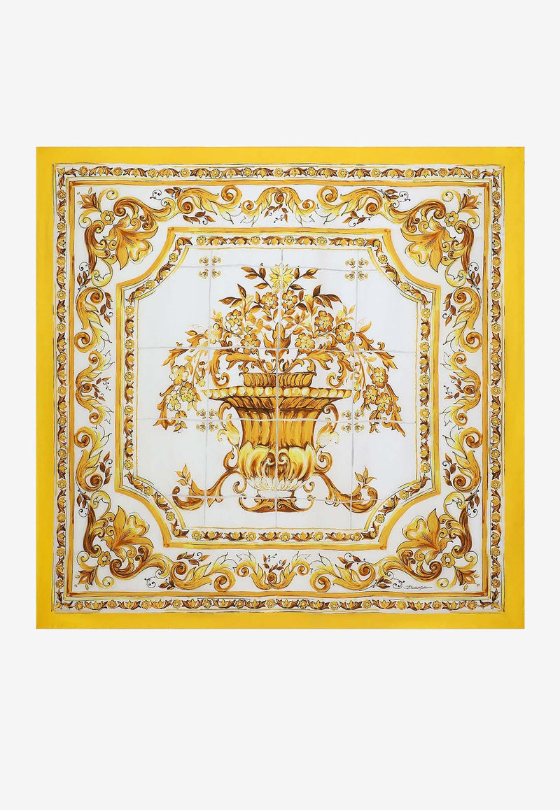 Dolce 
Gabbana Majolica Print Large Silk Scarf FS209A GDAO3 HG3OA Yellow