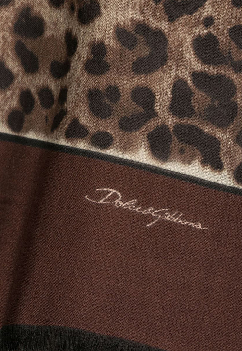 Dolce 
Gabbana Leopard Print Cashmere Scarf Brown FS288A GDBY2 H613M