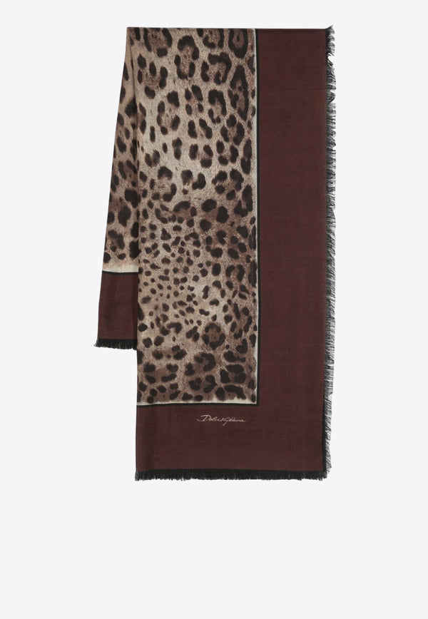 Dolce 
Gabbana Leopard Print Cashmere Scarf Brown FS288A GDBY2 H613M