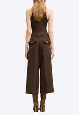 AMI PARIS Military Wool Cropped Pants Brown FSO423.WV0051DARK BROWN