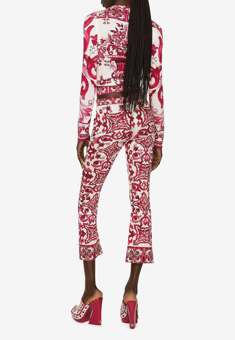 Dolce 
Gabbana Majolica Print Cropped Pants FTAG7T HPABP HE3TN Pink