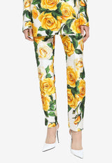 Dolce 
Gabbana High-Waist Rose Print Pants FTAM2T IS1P4 HA3VO Multicolor