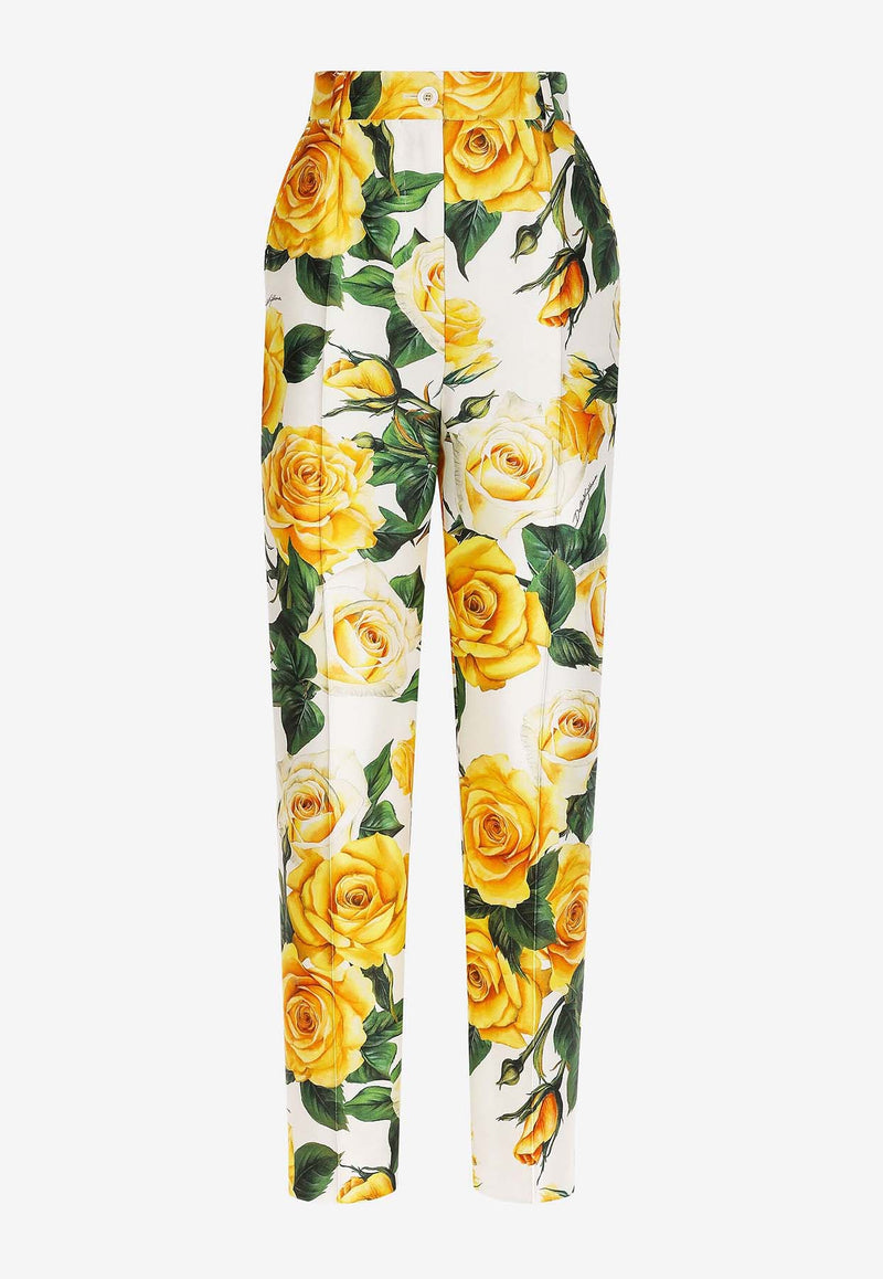 Dolce 
Gabbana High-Waist Rose Print Pants FTAM2T IS1P4 HA3VO Multicolor