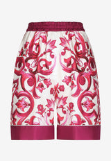 Dolce 
Gabbana Majolica Print High-Waist Silk Twill Shorts FTAM7T HI1BG HE3TN Pink