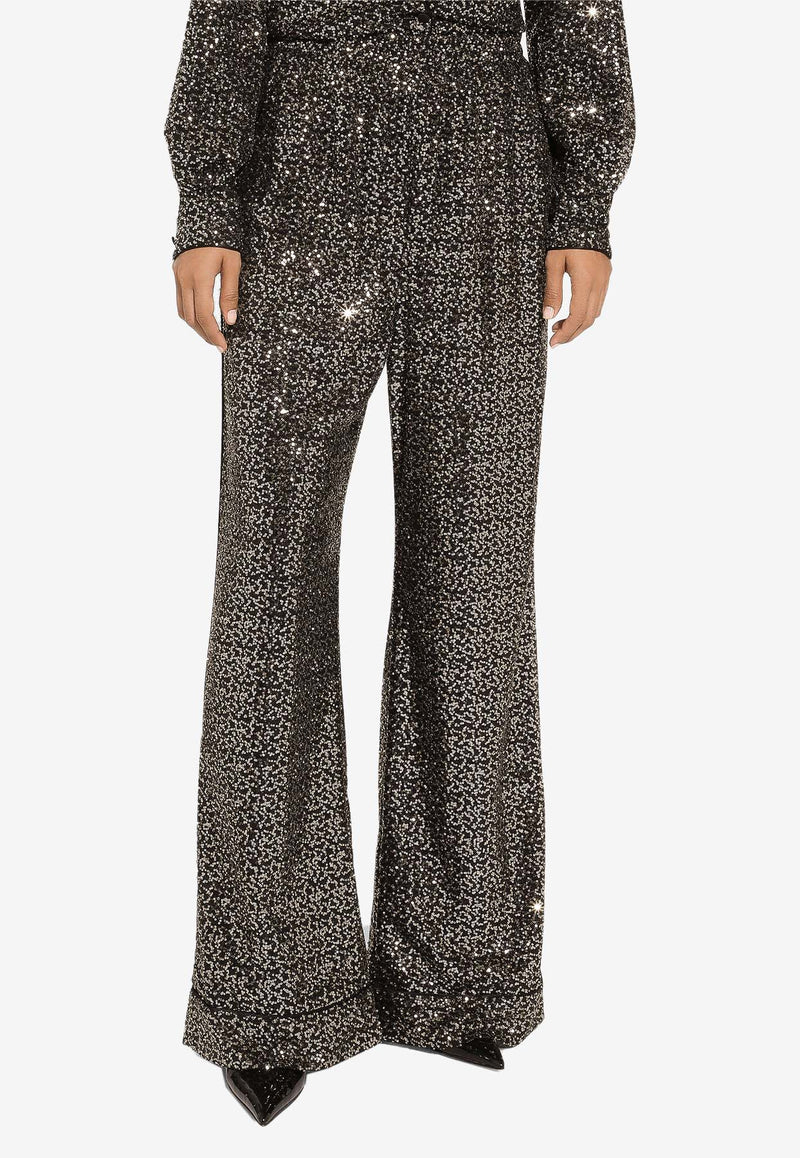 Dolce 
Gabbana Sequin-Embellished Wide-Leg Pants FTAMPT FLSFG S8450