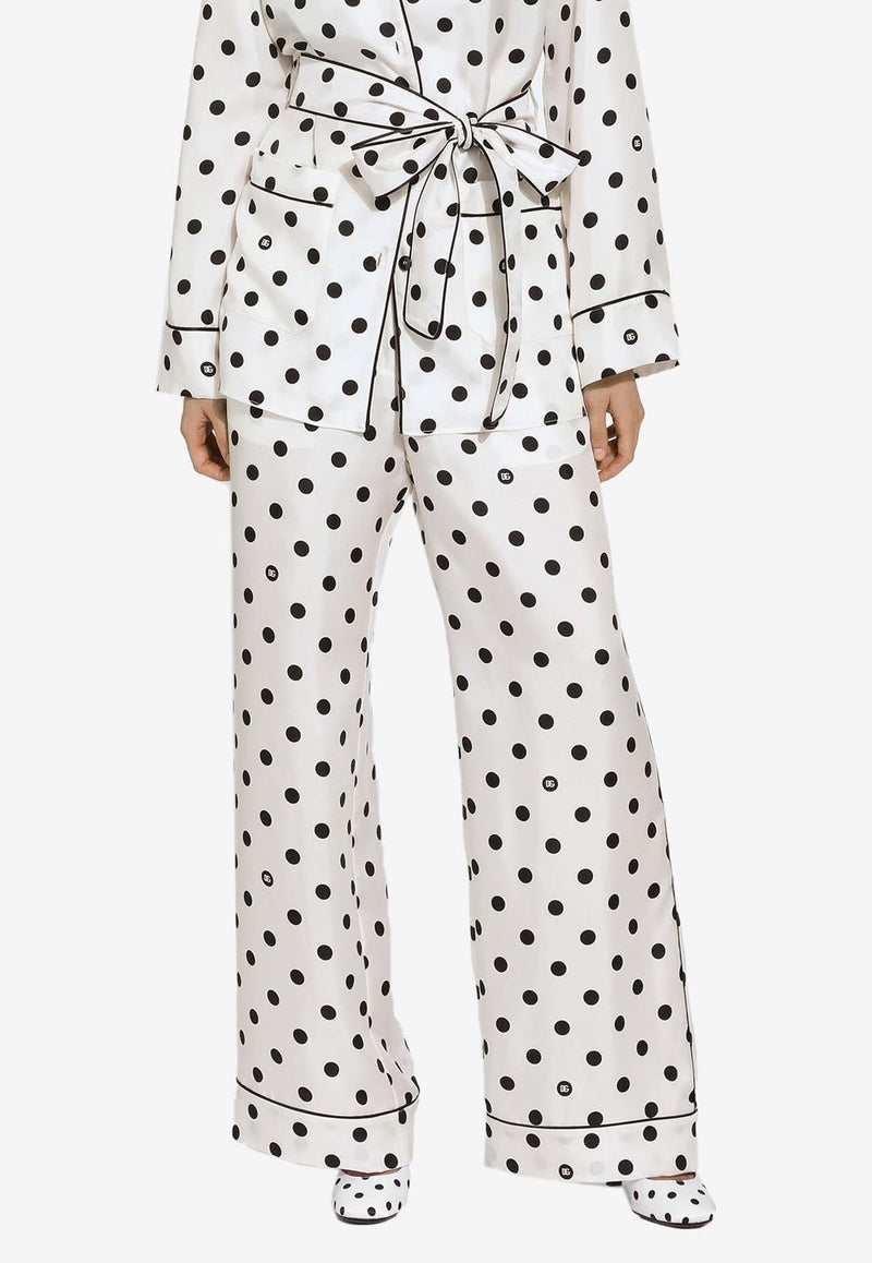 Dolce 
Gabbana Polka Dot Print Silk Pajama Pants FTAMPT IS1VI HWZRN White