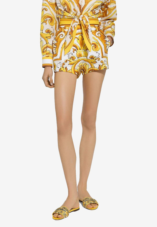 Dolce 
Gabbana Majolica Print Poplin Shorts FTBVIT FI5JV H55DQ Yellow