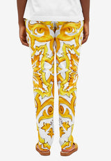 Dolce 
Gabbana Majolica Print Silk Pajama Pants FTC4PT HH5EA HG3TN Yellow