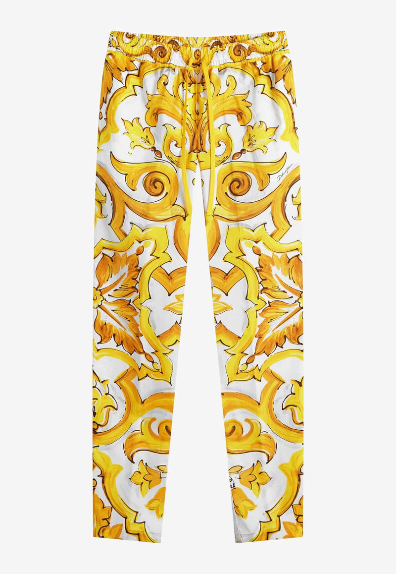 Dolce 
Gabbana Majolica Print Silk Pajama Pants FTC4PT HH5EA HG3TN Yellow