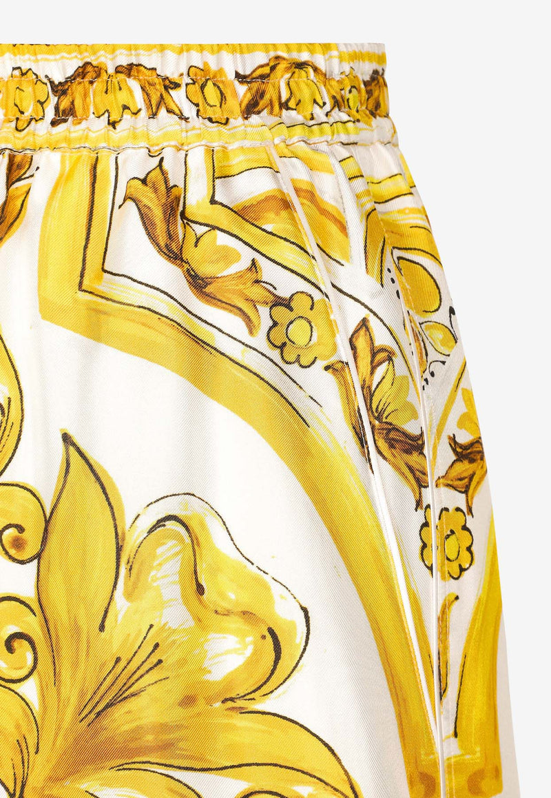 Dolce 
Gabbana Majolica Print Silk Pajama Shorts FTC4ST HI1TK H03TN Yellow