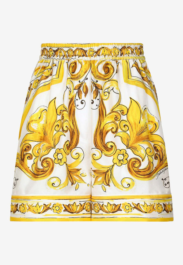 Dolce 
Gabbana Majolica Print Silk Pajama Shorts FTC4ST HI1TK H03TN Yellow