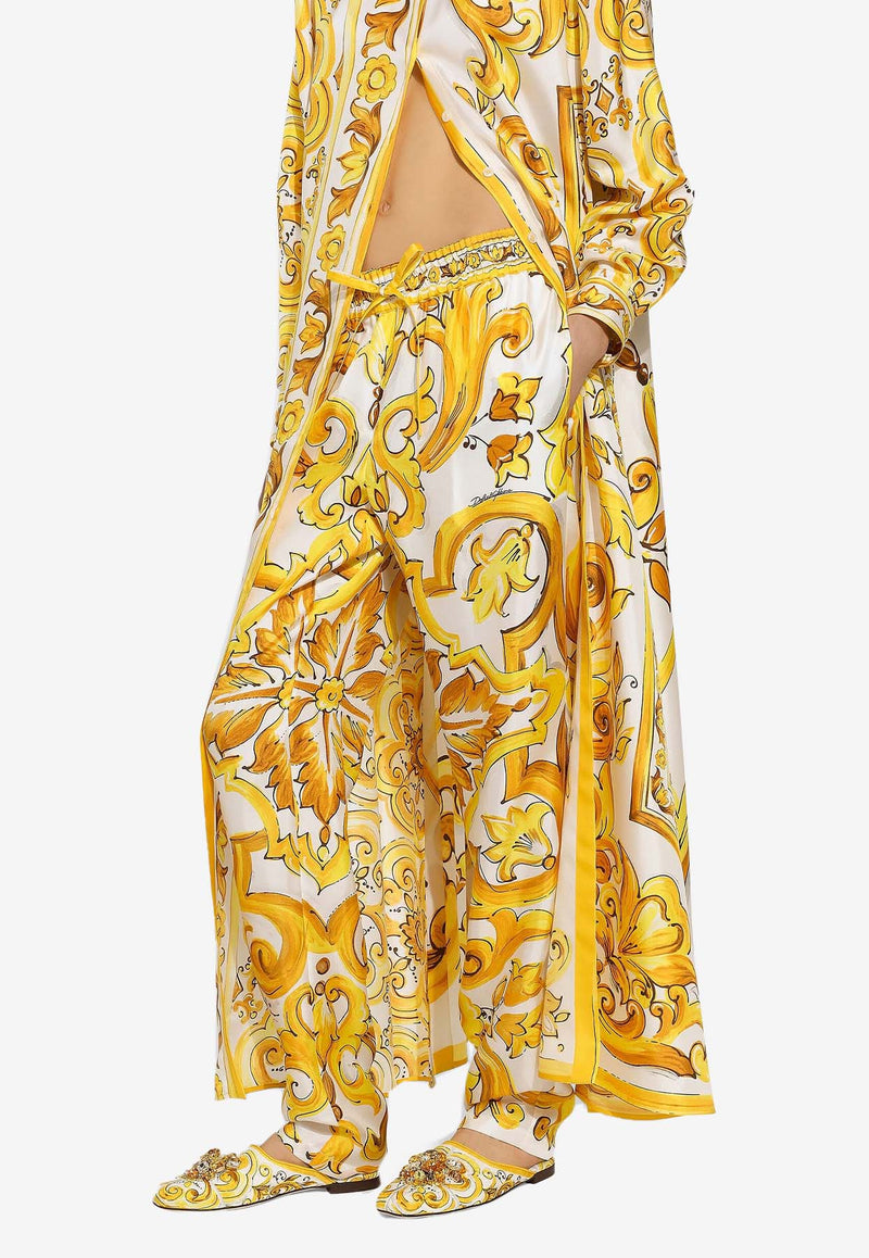 Dolce 
Gabbana Majolica Print Silk Pants FTC4TT HI1TK HG3TN Yellow