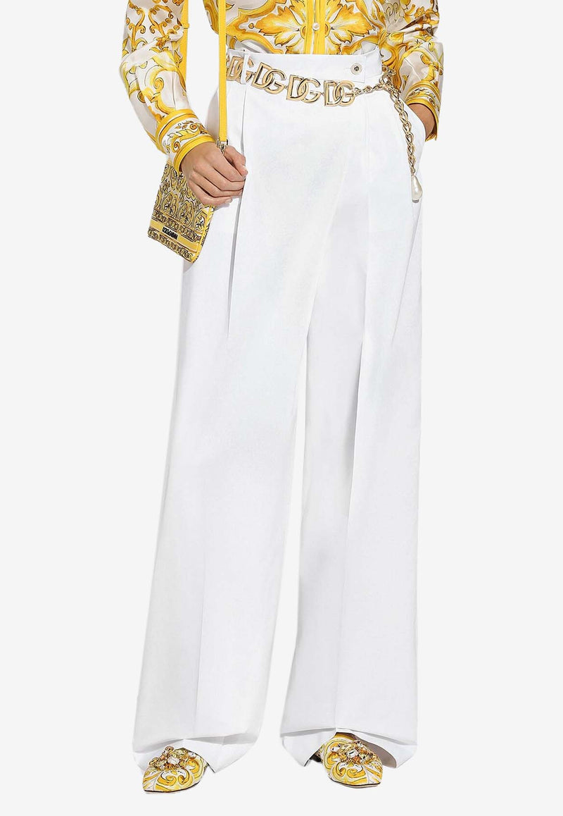 Dolce 
Gabbana High-Rise Flared Poplin Pants FTC5GT FU61D W0800 White