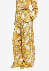 Dolce 
Gabbana Majolica Print Silk Pants FTC63T HI1BE HG3TN Yellow