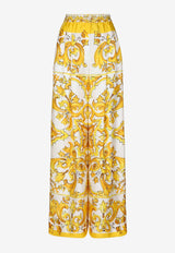 Dolce 
Gabbana Majolica Print Silk Pants FTC63T HI1BE HG3TN Yellow