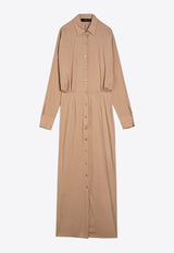 Federica Tosi Striped Viscose Maxi Shirt Dress Beige FTE24AB1440VI0010/O_FTOSI-1324