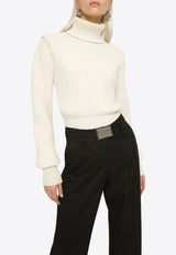 Dolce 
Gabbana Ribbed Knit Wool Turtleneck Sweater White FXB57T JCVP0 W4335