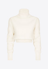 Dolce 
Gabbana Ribbed Knit Wool Turtleneck Sweater White FXB57T JCVP0 W4335