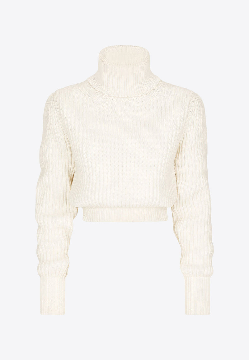 Dolce 
Gabbana Ribbed Knit Wool Turtleneck Sweater White FXB57T JCVP0 W4335