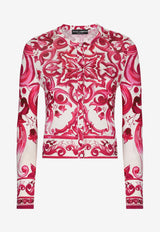 Dolce 
Gabbana Majolica Print Silk Cardigan FXL28T JAHJM S9000 Pink