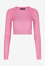 Dolce 
Gabbana Rib-Knit Cropped Sweater FXL39T JBSE8 F0663 Pink