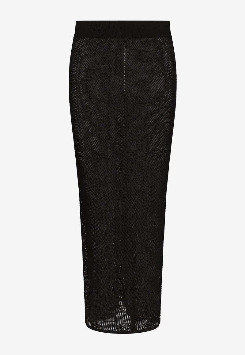 Dolce 
Gabbana All-Over Logo Midi Mesh Skirt FXO04T JFMAL N0000