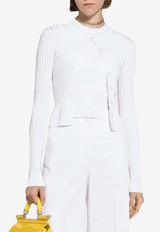 Dolce 
Gabbana Ribbed DG Logo Cardigan FXV24T JFMDH W0800 White