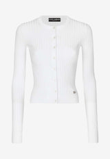 Dolce 
Gabbana Ribbed DG Logo Cardigan FXV24T JFMDH W0800 White