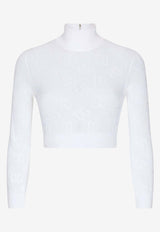 Dolce 
Gabbana DG Logo Crop Knit Top FXW09T JFMAL W0111 White