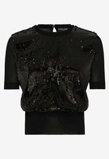 Dolce 
Gabbana Sequin-Embellished Short-Sleeved Top FXX01T JAIQ0 N0000