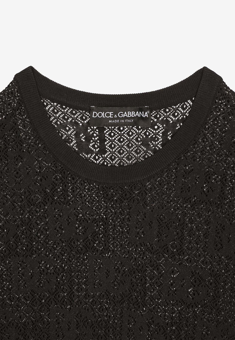 Dolce 
Gabbana Logo Monogram Semi-Sheer Top FXX03T JFMZ9 N0000