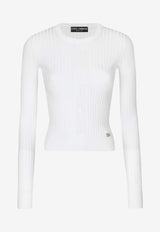 Dolce 
Gabbana Ribbed DG Logo Sweater FXX32T JFMDH W0800 White