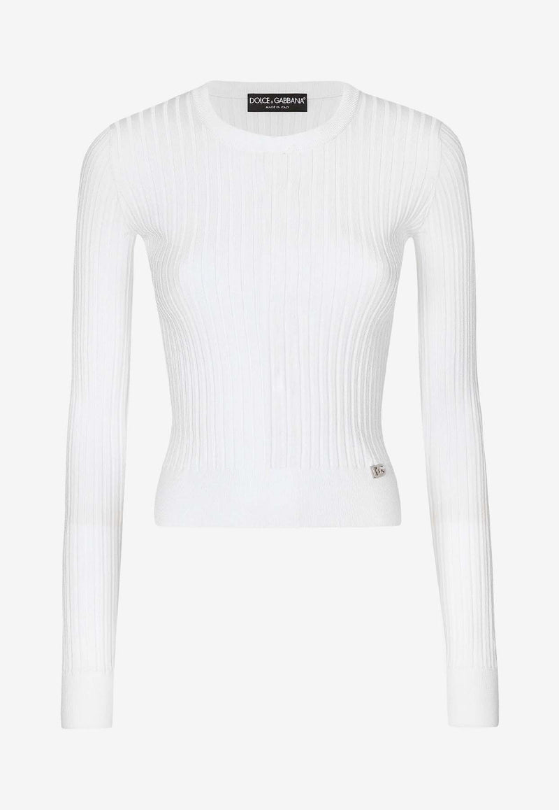 Dolce 
Gabbana Ribbed DG Logo Sweater FXX32T JFMDH W0800 White