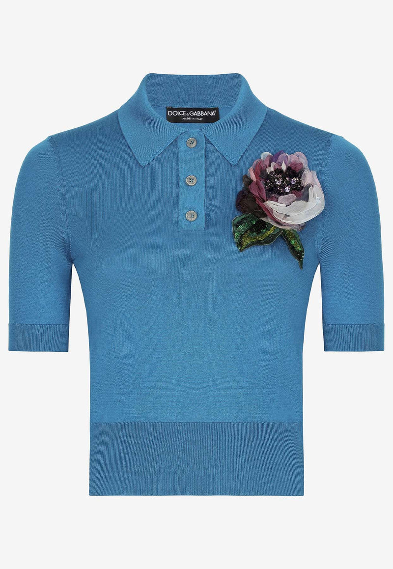 Dolce 
Gabbana Floral Appliqué Polo T-shirt FXZ01Z JBSHY B0483