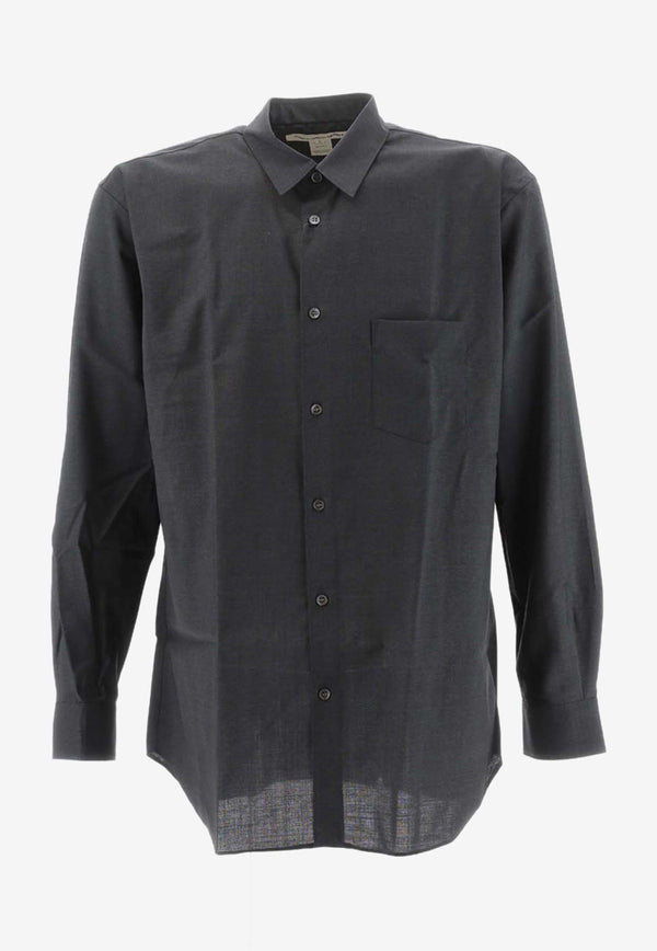 Comme Des Garçons Shirt Long-Sleeved Wool Shirt Gray FZB302_000_MDGREY