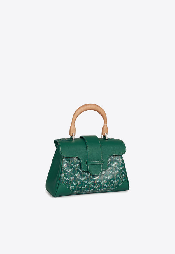 Goyard Mini Saïgon Souple Top Handle Bag with Palladium Hardware Green