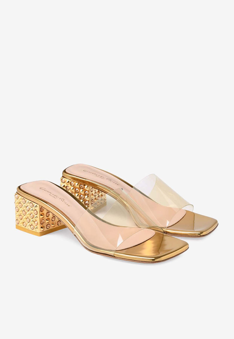 Gianvito Rossi Kara 45 Crystal and Stud Embellished Mules G15710 45CRO GMEMEKM METAL MEKONG MEKONG