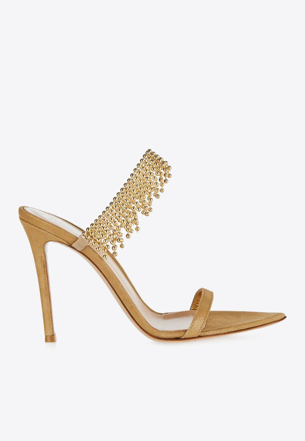 Gianvito Rossi 105 Bead Embellished Metallic-Leather Sandals G15980 15RIC MGIMEKO MAGIC MEKONG