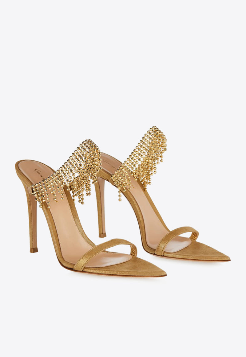 Gianvito Rossi 105 Bead Embellished Metallic-Leather Sandals G15980 15RIC MGIMEKO MAGIC MEKONG