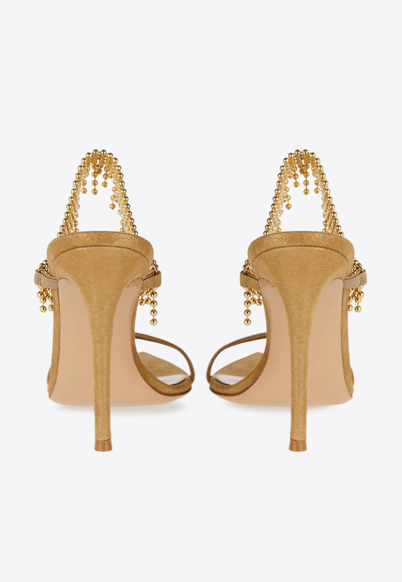 Gianvito Rossi 105 Bead Embellished Metallic-Leather Sandals G15980 15RIC MGIMEKO MAGIC MEKONG