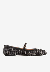 Gianvito Rossi Carla Tweed Ballet Flats G22223 05GOM BCPNENE BOUCLE LAMB BLACK BLACK