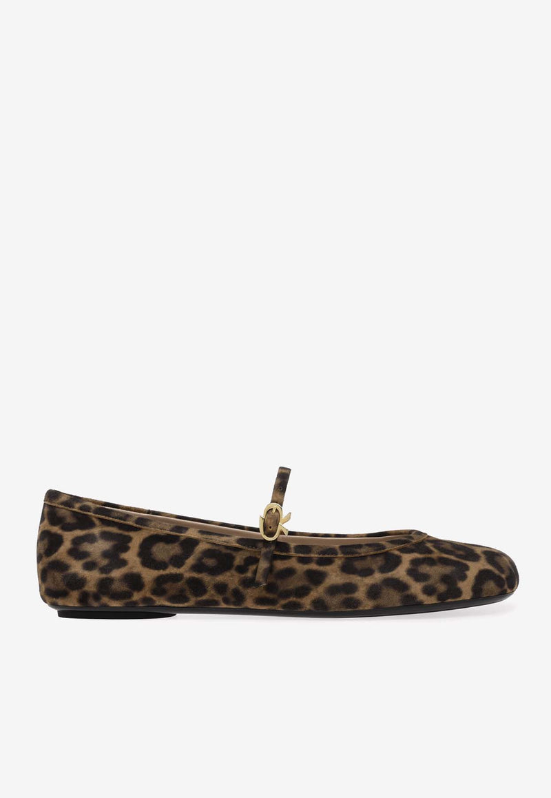 Gianvito Rossi Carla Leopard-Print Ballerina Flats G22223 05GOM CMDALLP LEOPARD PRINT ALMOND LE