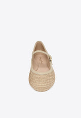 Gianvito Rossi Carla Raffia Ballet Flats G22223 05GOM MBNNASD MARBELLA NATURALE SAND Beige