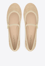 Gianvito Rossi Carla Raffia Ballet Flats G22223 05GOM MBNNASD MARBELLA NATURALE SAND Beige