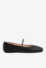 Gianvito Rossi Carla Nappa Leather Ballet Flats G22223 05GOM NAPNERO NAPPA BLACK Black