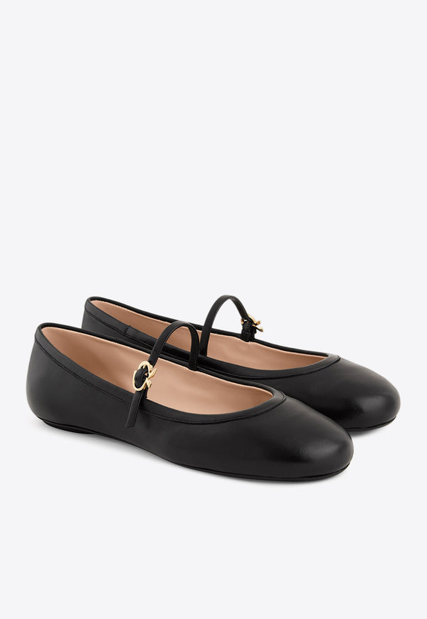 Gianvito Rossi Carla Nappa Leather Ballet Flats G22223 05GOM NAPNERO NAPPA BLACK Black