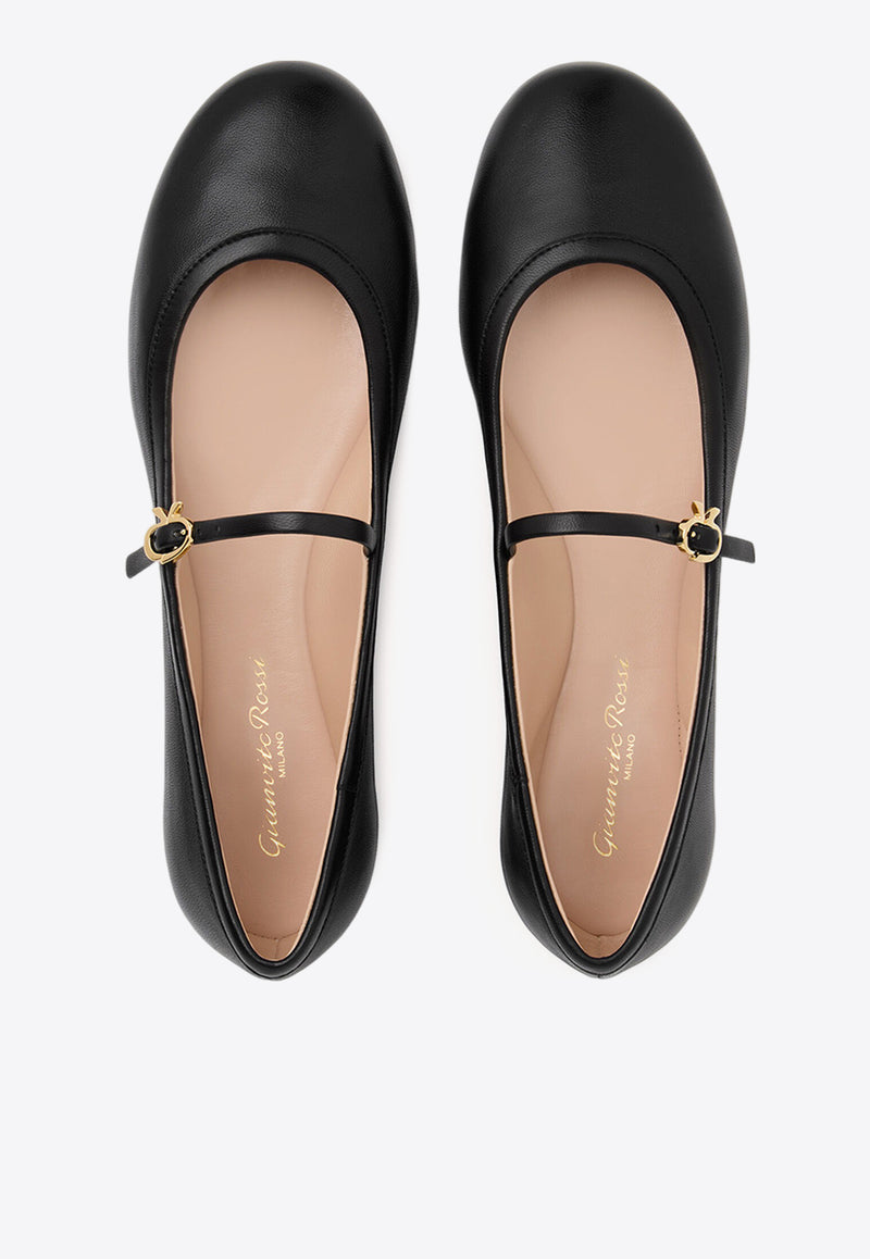 Gianvito Rossi Carla Nappa Leather Ballet Flats G22223 05GOM NAPNERO NAPPA BLACK Black