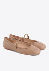 Gianvito Rossi Carla Nappa Leather Ballet Flats G22223 05GOM NAPPRAL NAPPA PRALINE Pink